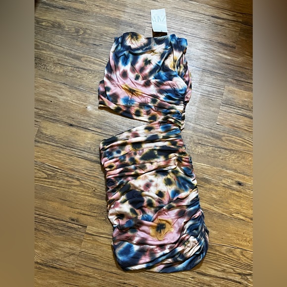 Nwt-Zara- Tie Dye Bodycon Cutout Mini Dress - Picture 5 of 5